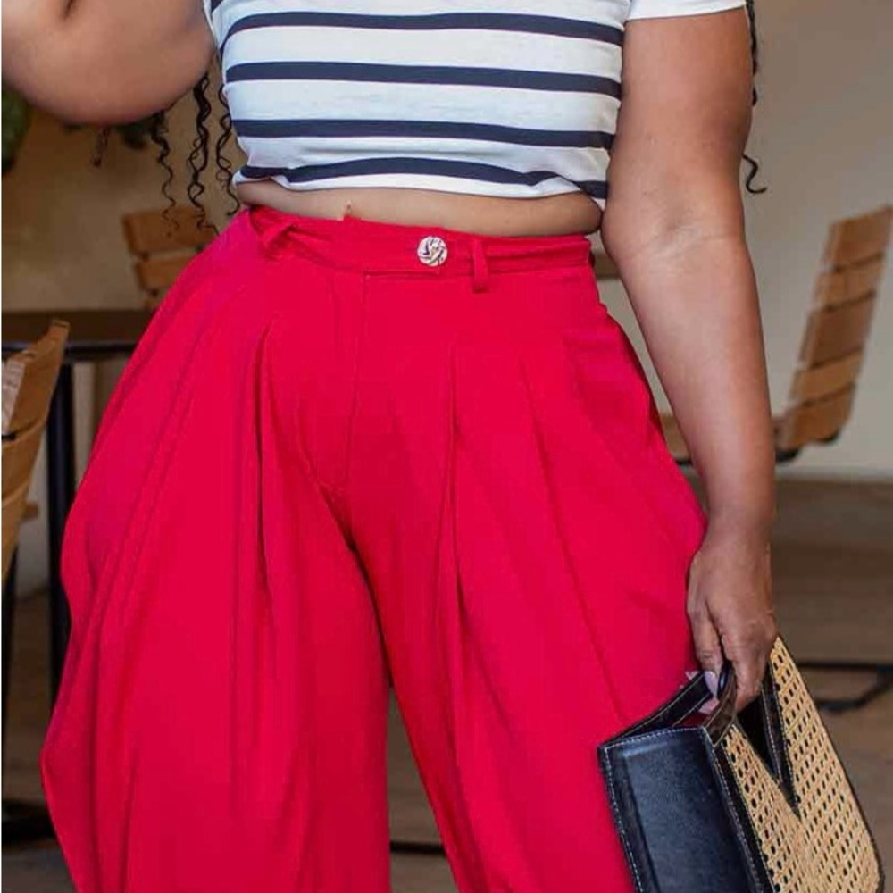 Elegant Red Women's Harem Pants
